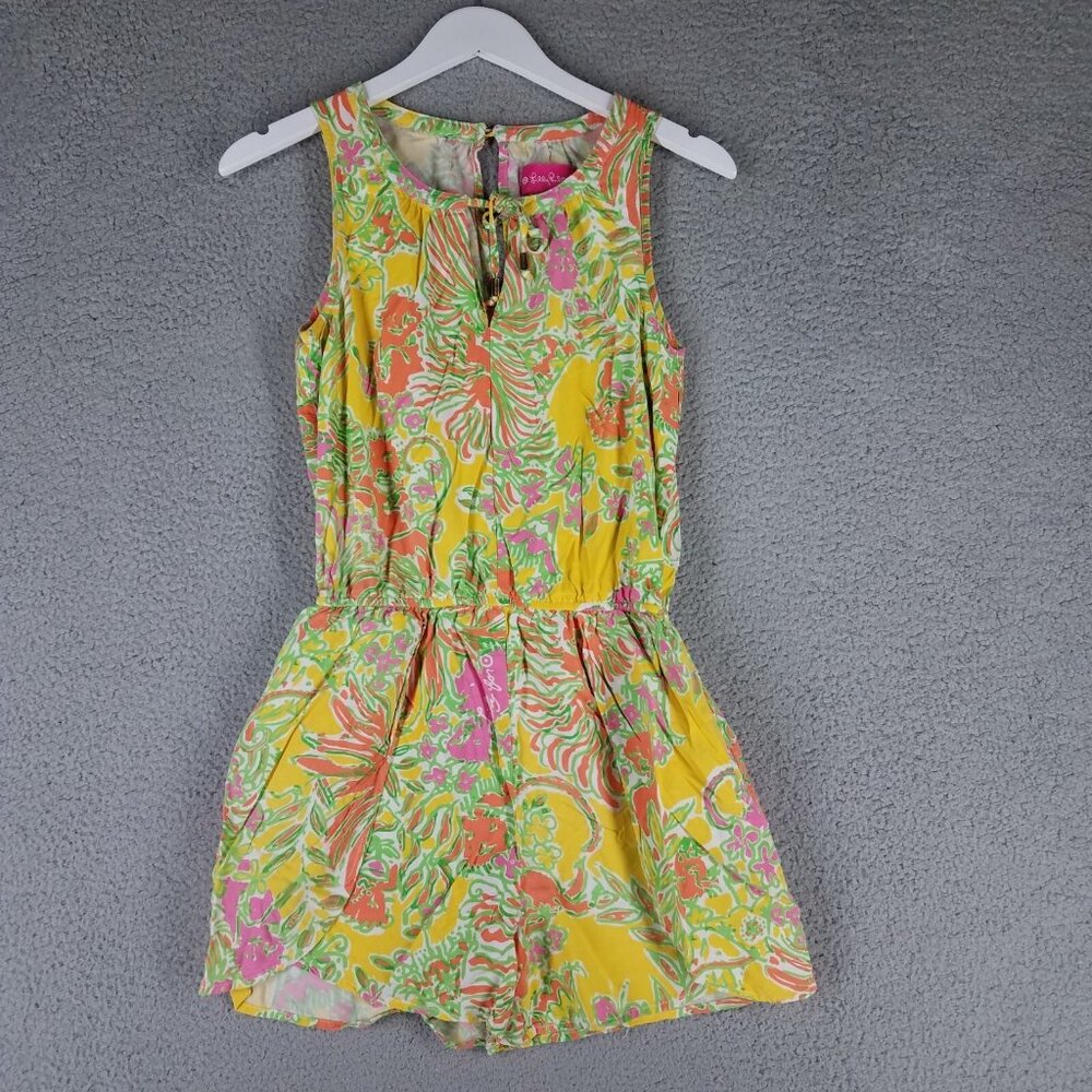 Lilly Pulitzer Target Romper Women's Small Floral Summer Colorful 2" Yellow